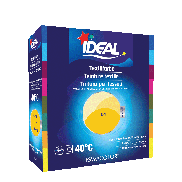 Teinture textile JAUNE pour coton, lin, viscose, soie 01