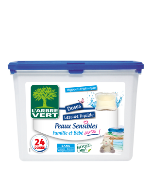 Doses Lessive liquide écologique Peaux Sensibles 24x