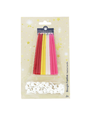 Geburtstagskerzen 20 Stück assortiert (rot, gelb, weiss, rosa)