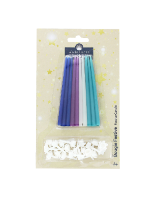 Geburtstagskerzen 20 Stück assortiert (blau, violett, weiss, türkis)