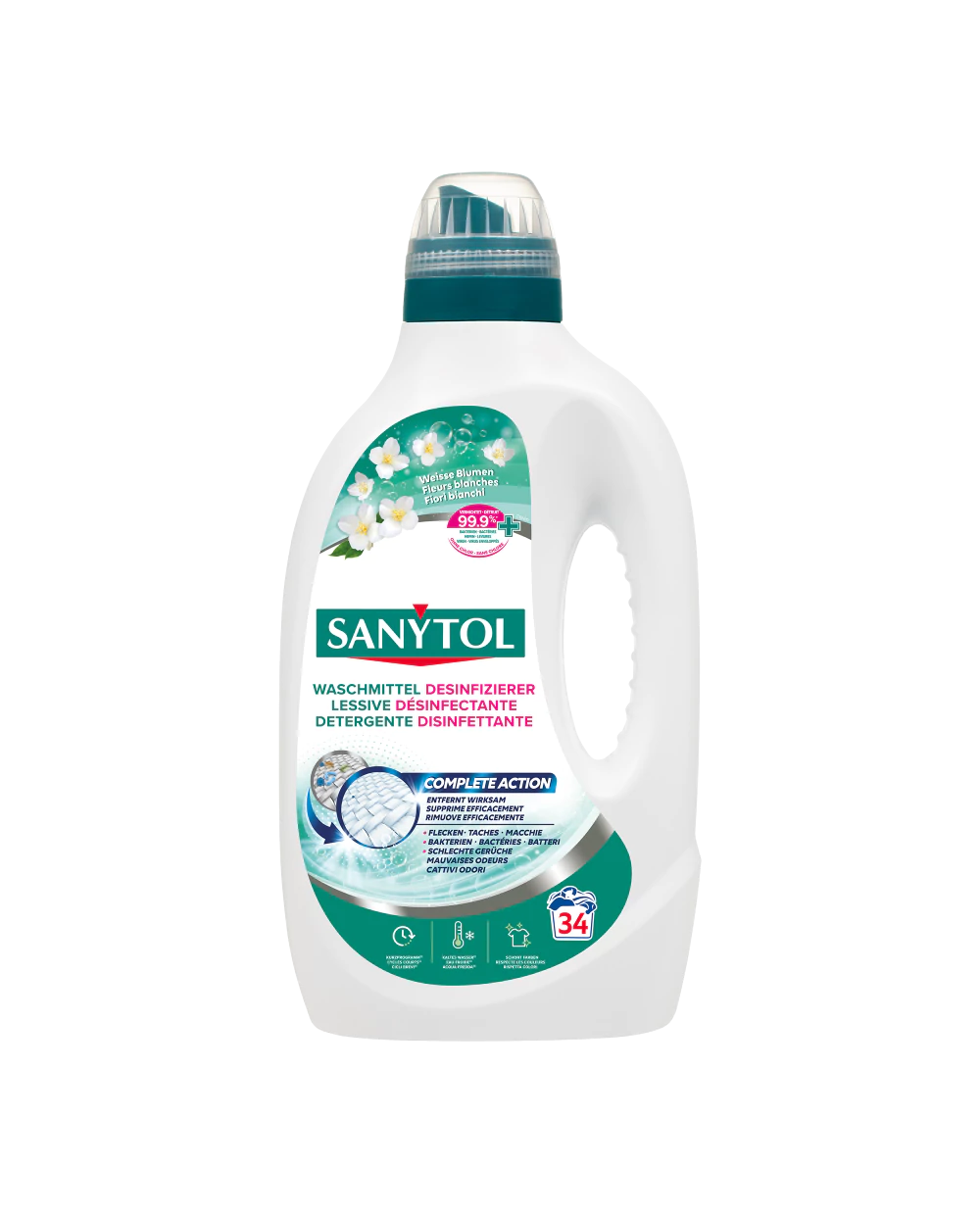 Waschmittel Desinfizierer Blütenduft 1.7l Sanytol - Entfernt Flecken und Gerüche!