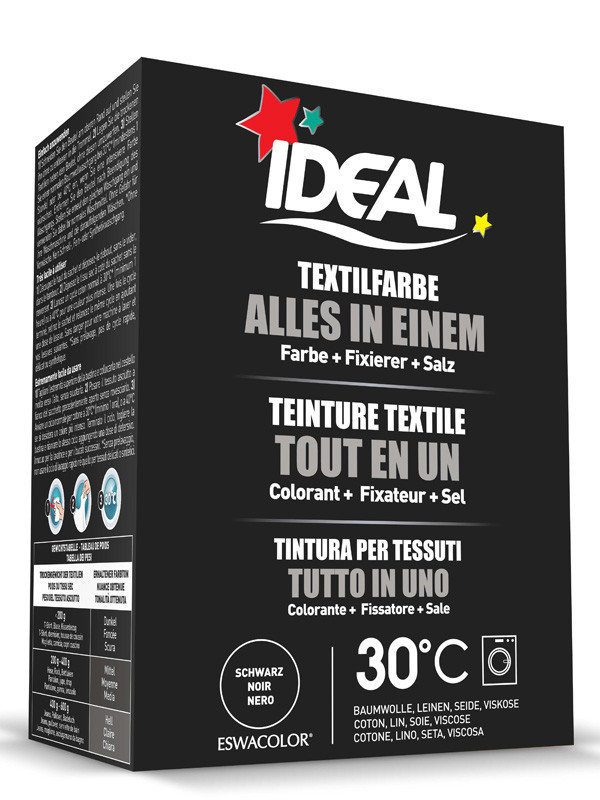 IDEAL / ESWACOLOR, Teinture textile NOIR Tout en 1 230g, Teinture textile  « Tout en un »
