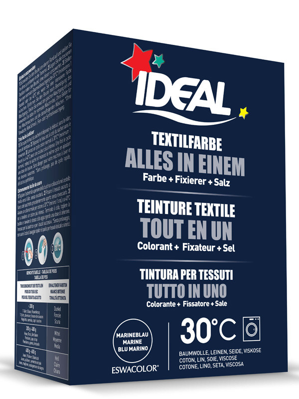 Ideal Teinture Textile Tout en un 230 g Bleu Marine : : Epicerie