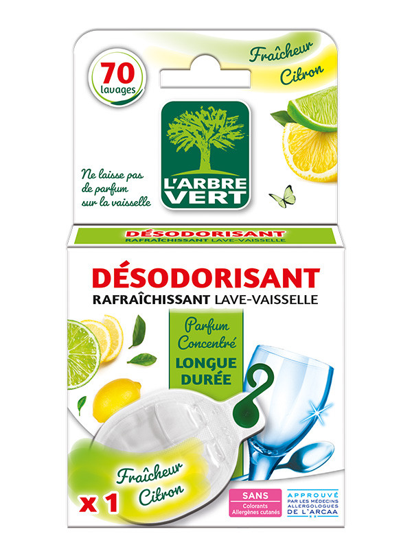 L'ARBRE VERT, Désodorisant rafraîchissant écologique lave-vaisselle 6,6ml, Produits vaisselle