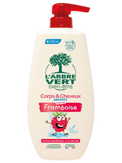 Shampooing & Gel douche Enfants écologique Framboise 720ml | L'ARBRE VERT