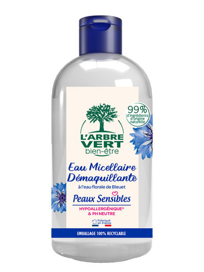 Eau micellaire démaquillante Peaux Sensibles 500ml | L'ARBRE VERT