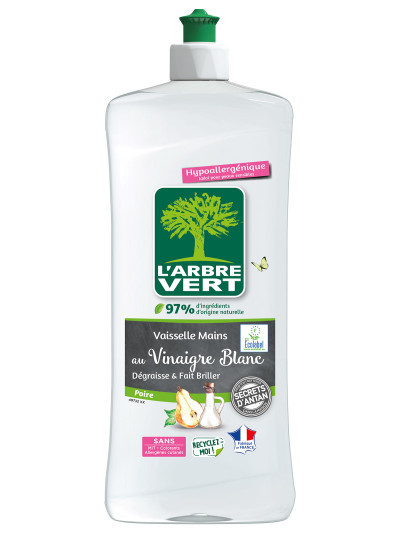 Liquide vaisselle écologique au Vinaigre blanc parfum Poire 750ml | L'ARBRE VERT