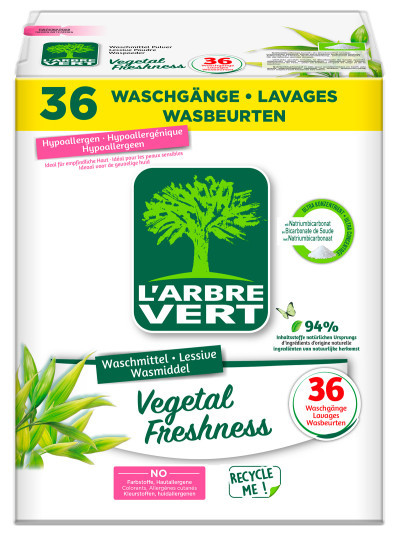 Lessive poudre écologique Vegetal Freshness 1.8kg | L'ARBRE VERT