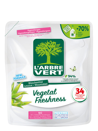 Recharge Lessive liquide écologique Vegetal Freshness 1.53L | L'ARBRE VERT