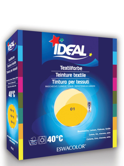 Teinture textile JAUNE pour coton, lin, viscose, soie Maxi 01 | IDEAL / ESWACOLOR