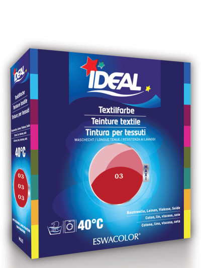 Teinture textile VERMILLON pour coton, lin, viscose, soie Maxi 03 | IDEAL / ESWACOLOR