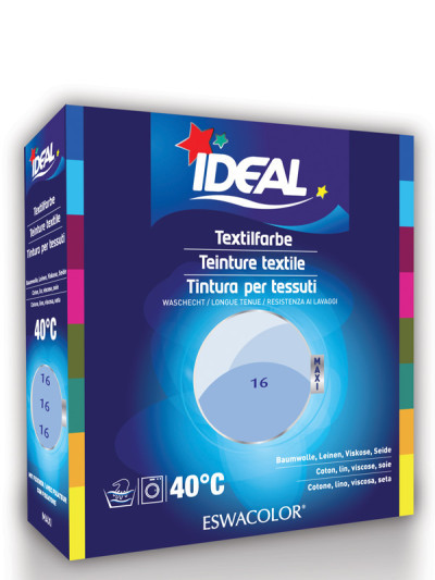Teinture textile BLEU CIEL pour coton, lin, viscose, soie Maxi 16 | IDEAL / ESWACOLOR