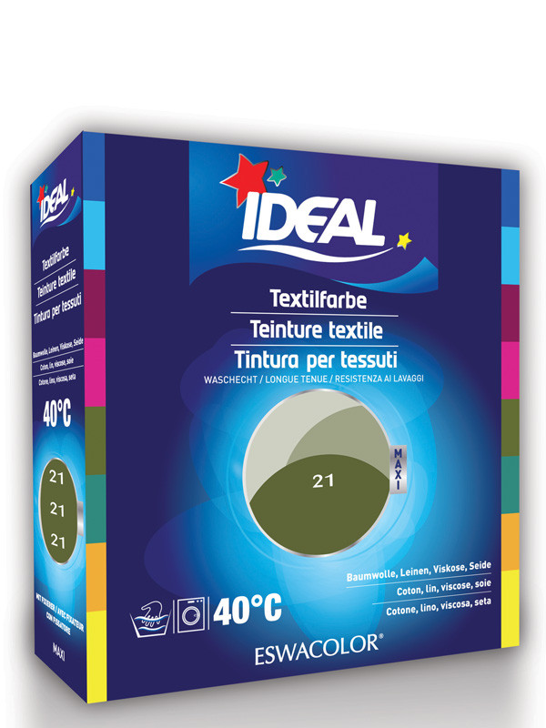 IDEAL / ESWACOLOR, Teinture textile KAKI pour coton, lin, viscose, soie  Maxi 21, Teinture pour coton, lin et viscose (Maxi)