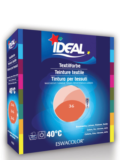 Textilfarbe KORALLE für Baumwolle, Leinen, Viskose, Seide Maxi 36 | IDEAL / ESWACOLOR