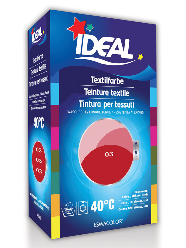 IDEAL / ESWACOLOR, Teinture textile ROUGE Tout en 1 230g, Teinture textile  « Tout en un »