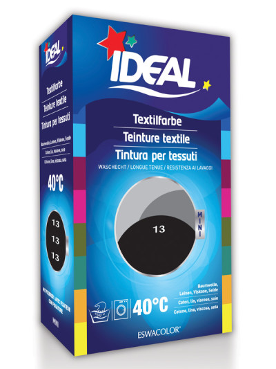 Textilfarbe SCHWARZ für Baumwolle, Leinen, Viskose, Seide Mini 13 | IDEAL / ESWACOLOR