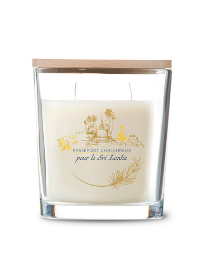 Bougie verre ovale avec couvercle bambou 30h Cannelle d'Oranger du Sri Lanka | AMBIANCES DEVINEAU