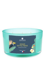 Bougie parfumé verre coloré 3 mèches Monoï de Polynésie | AMBIANCES DEVINEAU