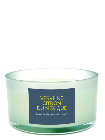 Bougie parfumé verre coloré 3 mèches Verveine Citron du Mexique | AMBIANCES DEVINEAU