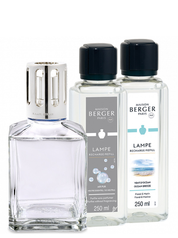 MAISON BERGER, Set Lampe Berger Essentielle Quadratisch, Die Weissen