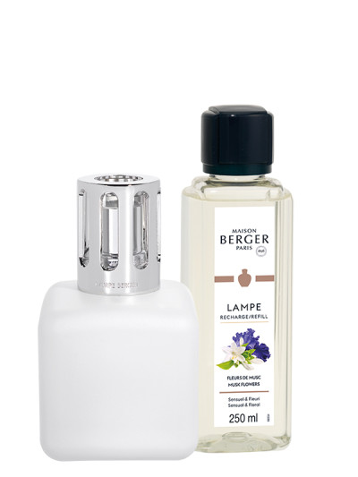 Coffret Lampe Berger Glaçon Blanc & parfum Délicat Musc blanc | MAISON BERGER