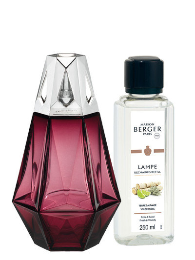 Coffret Lampe Berger Prisme Grenat & parfum Terre Sauvage | MAISON BERGER
