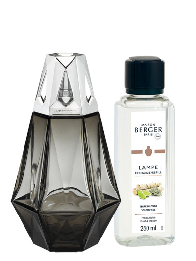 Coffret Lampe Berger Prisme Noire & parfum Terre Sauvage | MAISON BERGER