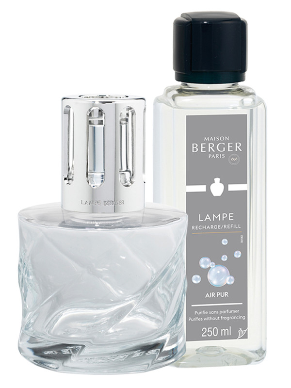 MAISON BERGER, Coffret Lampe Berger Spirale Transparente & parfum Air Pur  Neutre Essentiel, Les blancs