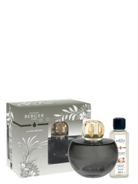 Coffret Lampe Berger Holly Gris Mousse & parfum Poussière d'Ambre | MAISON BERGER