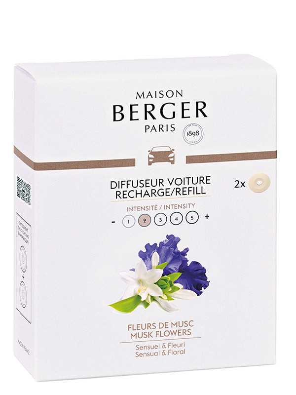 MAISON BERGER  Recharges Diffuseur voiture Fleurs de Musc