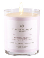 Pflanzliche Duftkerze Pfingstrose Maiglöckchen 180g | PLANTES & PARFUMS