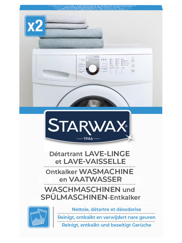 STARWAX, Nettoyant détartrant lave-linge & lave-vaisselle 2x75g, Starwax